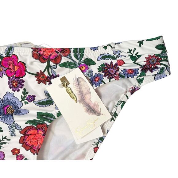 2/$15 NWT Jessica Simpson Floral Hipster Swim Bikini Bottoms Shirred Side Size S - Picture 3 of 6